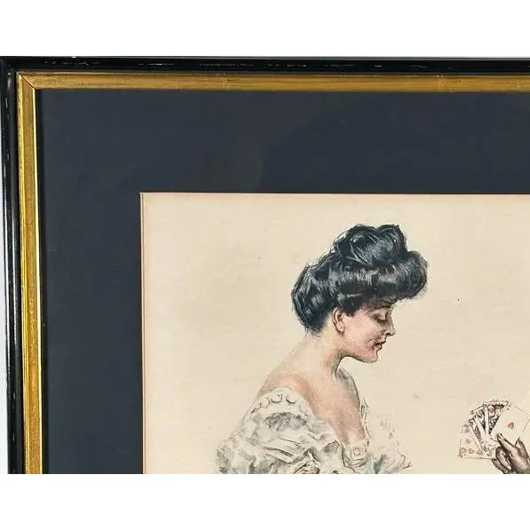 Antique Howard Chandler Christy A Winning Hand Framed Edwardian Society Art Print