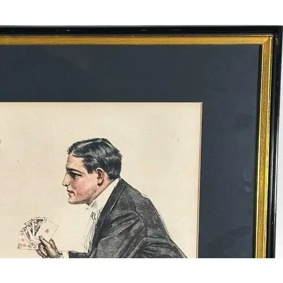 Antique Howard Chandler Christy A Winning Hand Framed Edwardian Society Art Print
