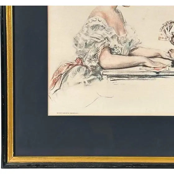 Antique Howard Chandler Christy A Winning Hand Framed Edwardian Society Art Print