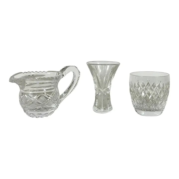 Late 20th Century Hollywood Regency Curated Waterford Crystal Collection - Master Cutter & Society Signatures - 3 Piece