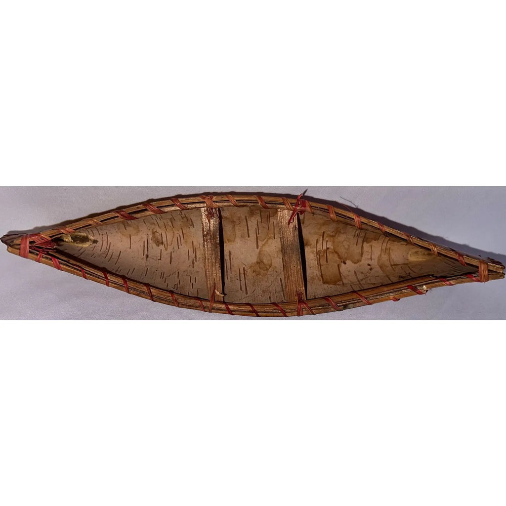 Vintage 12" Handmade Birch Bark Canoe - Northwoods Folk Art