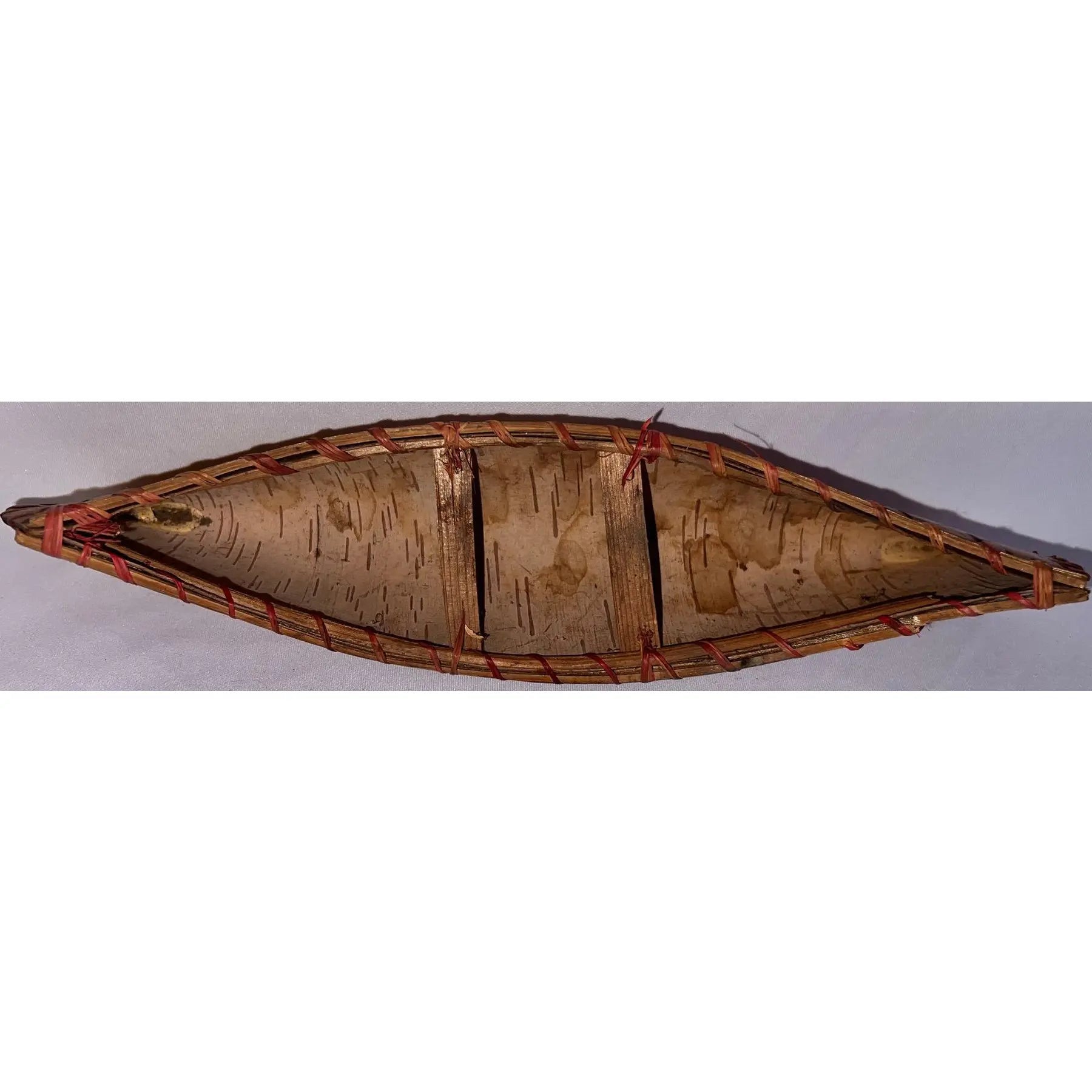 Vintage 12" Handmade Birch Bark Canoe - Northwoods Folk Art