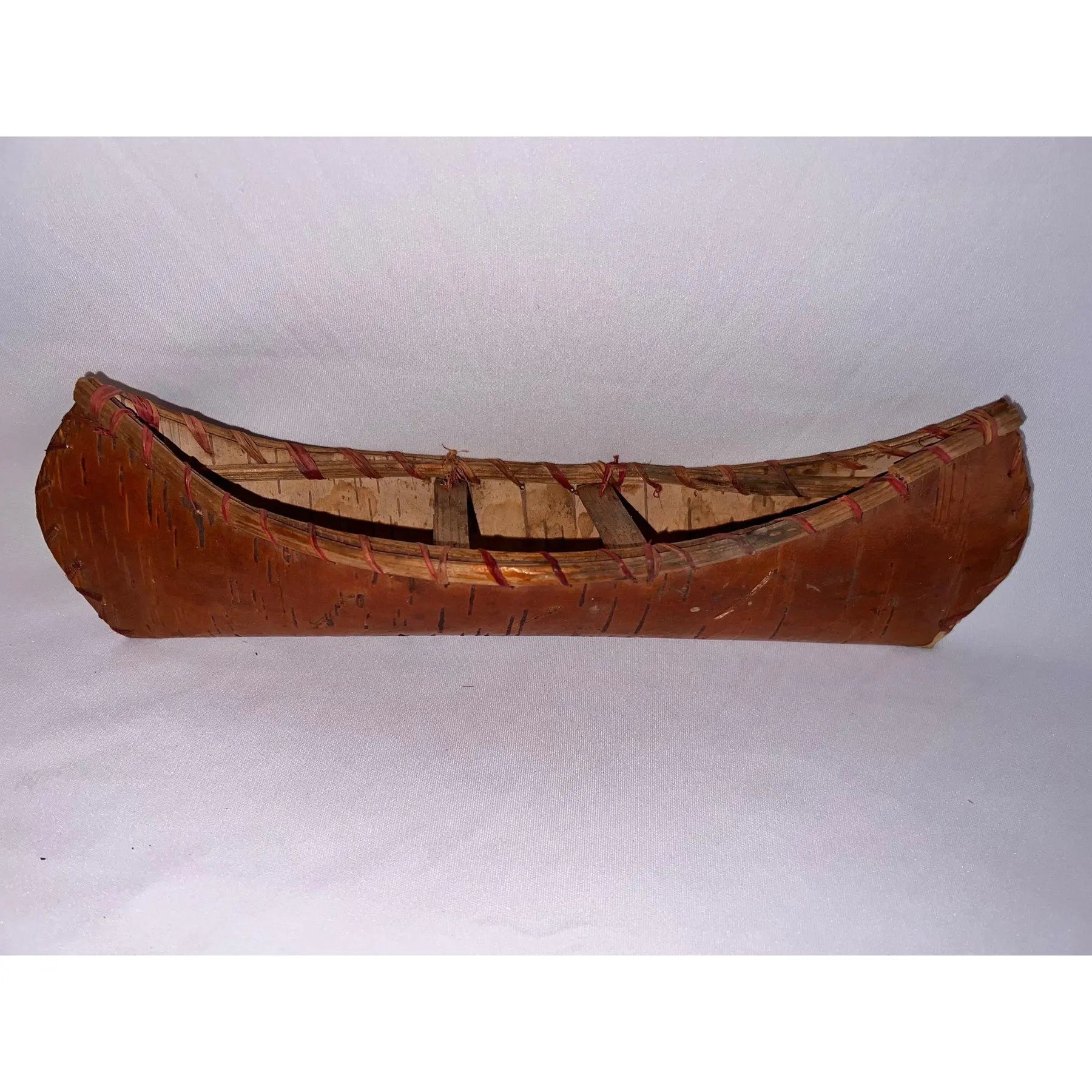 Vintage 12" Handmade Birch Bark Canoe - Northwoods Folk Art