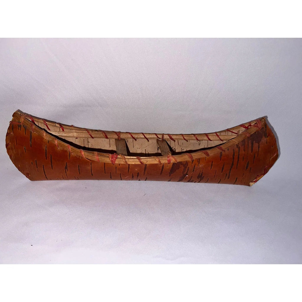Vintage 12" Handmade Birch Bark Canoe - Northwoods Folk Art