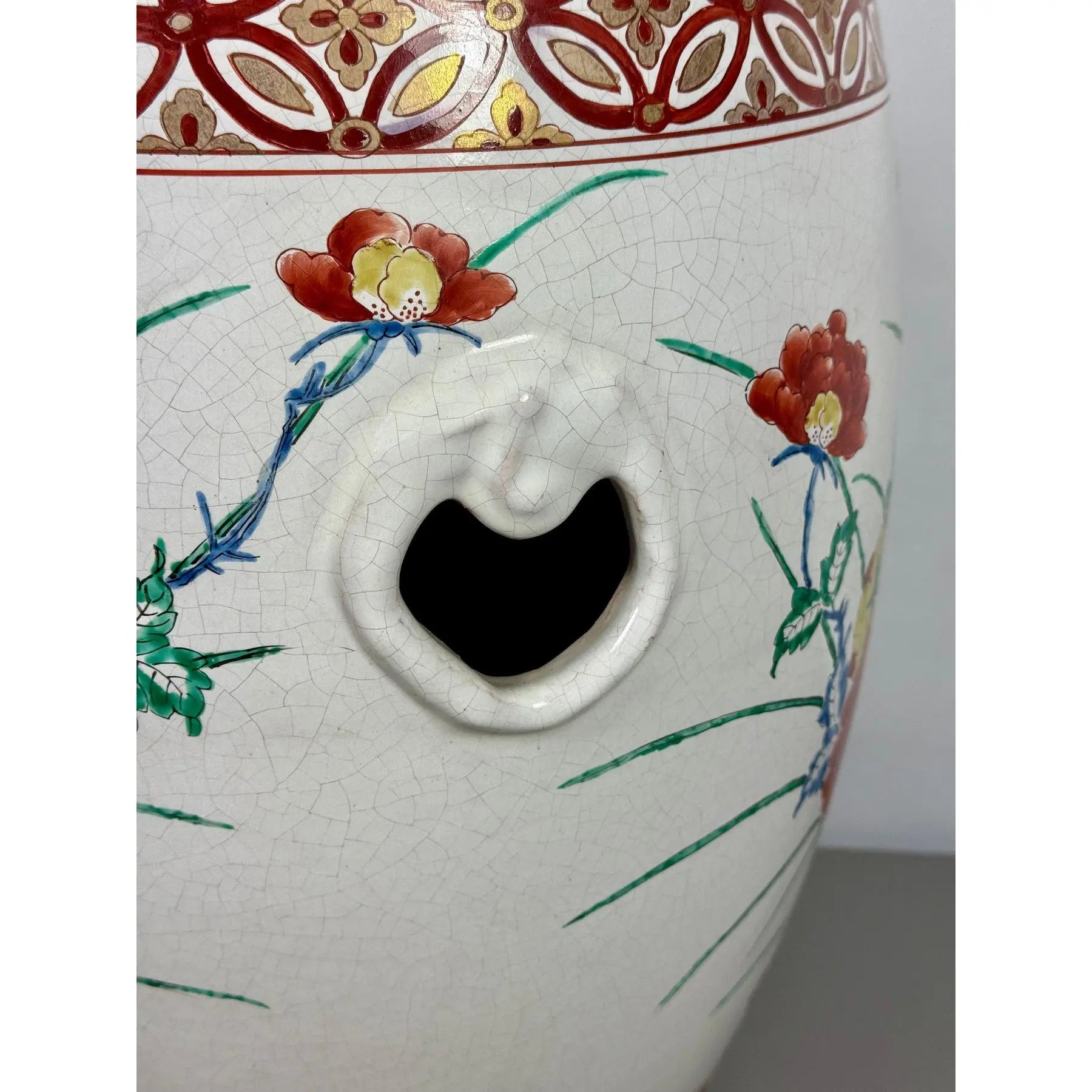 Vintage Chinese Famille Rose Hand Painted Birds and Peonies Porcelain Garden Stool Side Table