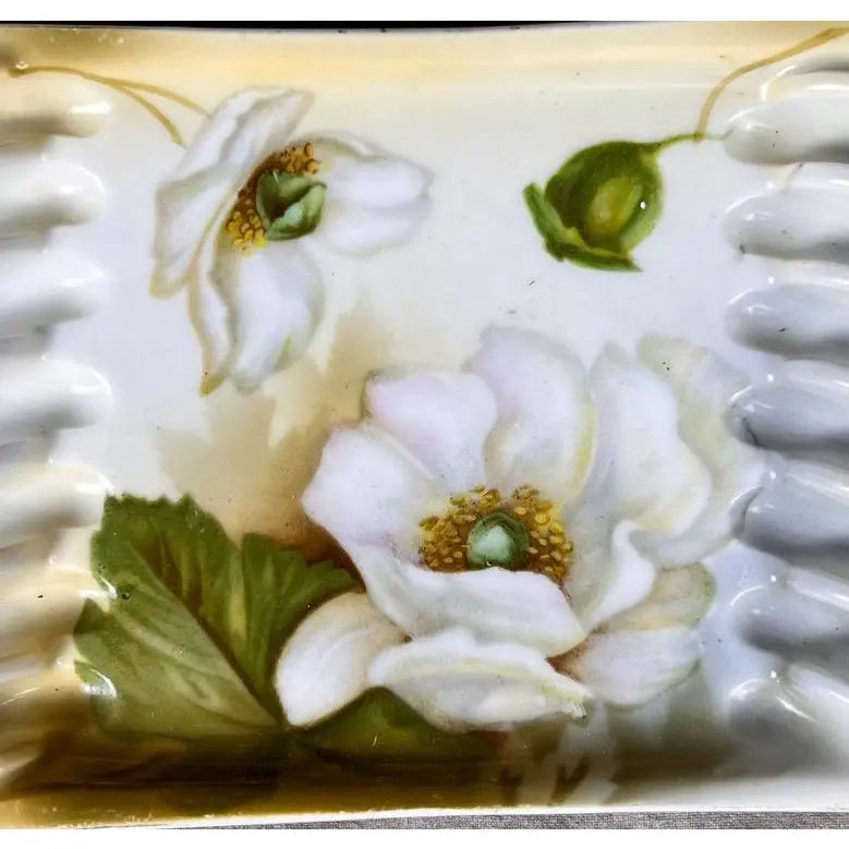 Antique Signed R.S. Germany Hand-Painted "White Poppy" Relish Dish