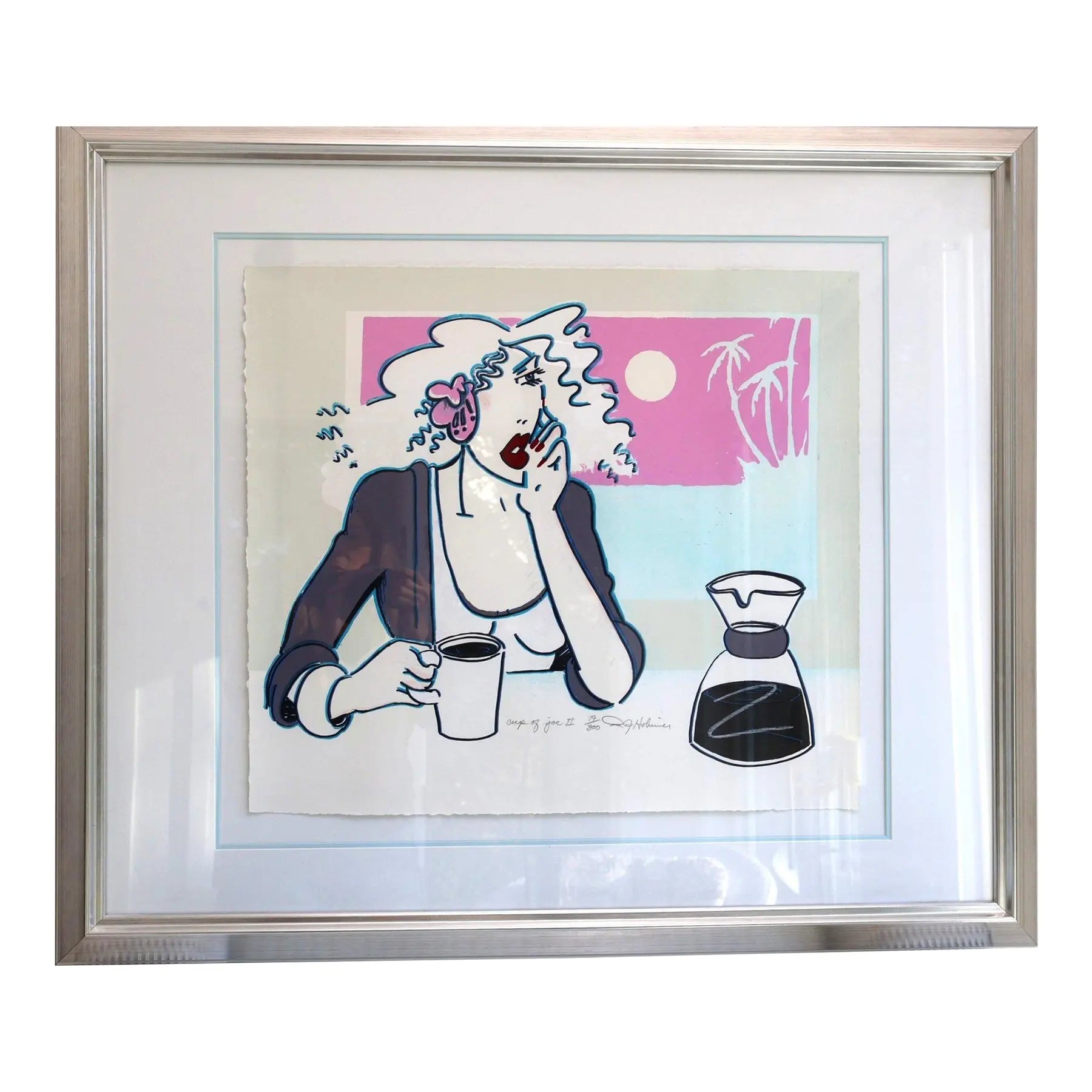 Large R.J. Hohimer Signed Limited Edition Serigraph Cup of Joe II Framed Pop Art