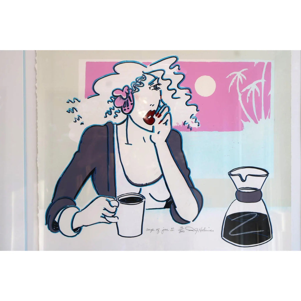 Large R.J. Hohimer Signed Limited Edition Serigraph Cup of Joe II Framed Pop Art