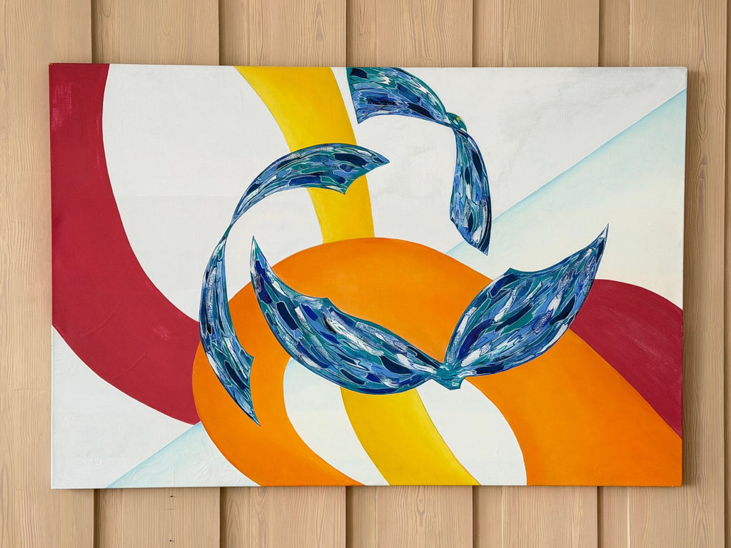 Large Format Mid-century Modern Abstract Oil Painting Progression No 13 by Peabody - 72”