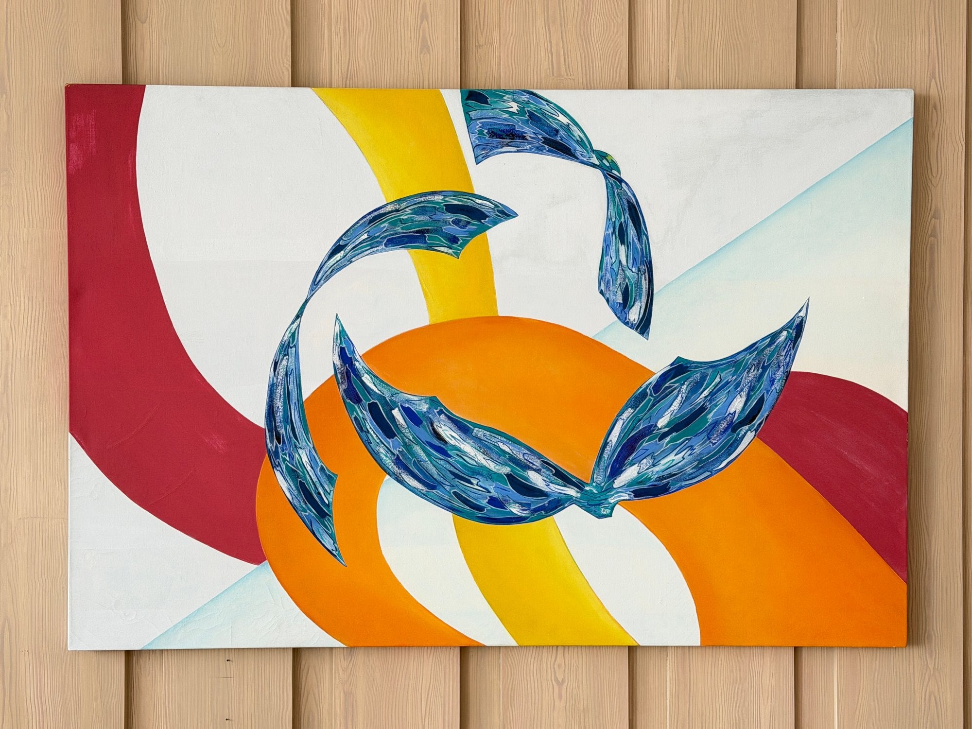 Large Format Mid-century Modern Abstract Oil Painting Progression No 13 by Peabody - 72”