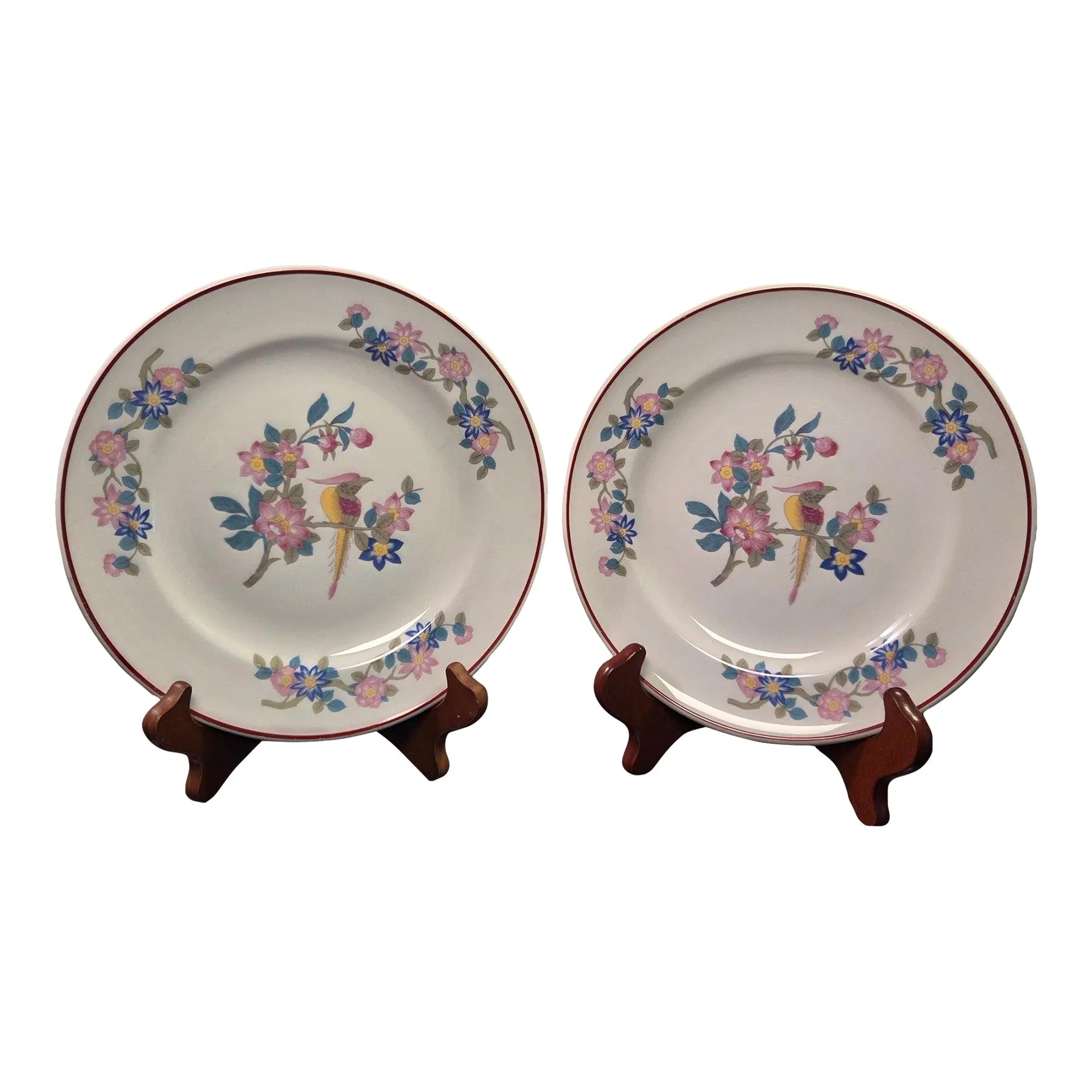 1940s Ritz-Carlton "Bird of Paradise" Luncheon Plates by Mayer China - a Pair