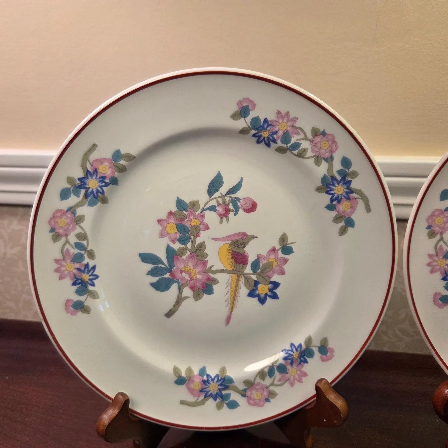 1940s Ritz-Carlton "Bird of Paradise" Luncheon Plates by Mayer China - a Pair