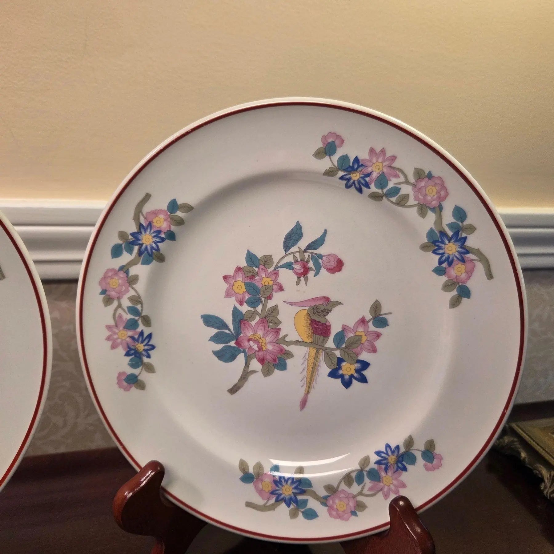 1940s Ritz-Carlton "Bird of Paradise" Luncheon Plates by Mayer China - a Pair