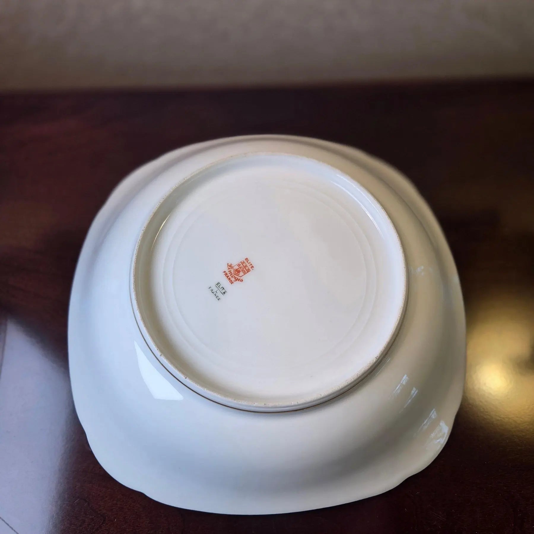 Antique 1890s Limoges Elite Works 9" Square Serving Bowls – Celadon Dots & Gold Scrolls - a Pair