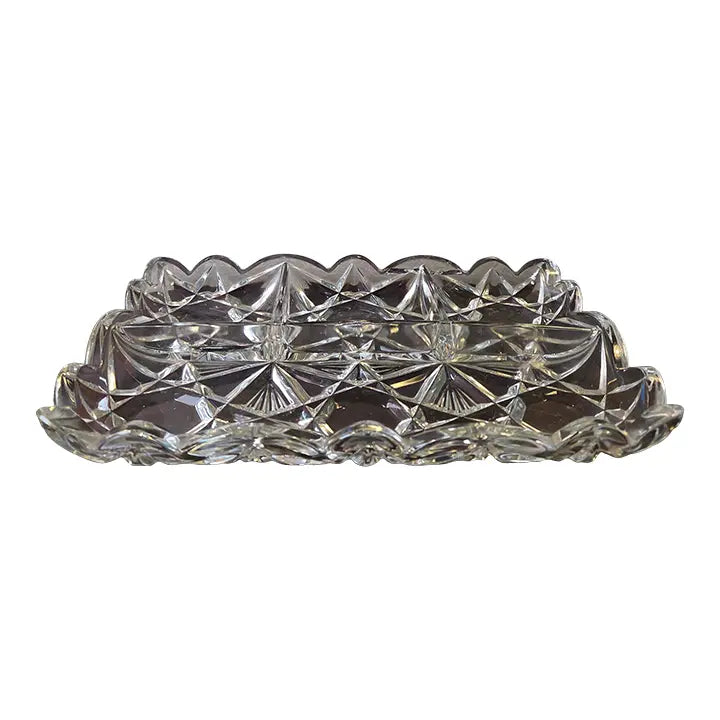 Vintage 1940s Tiffin-Franciscan Williamsburg Pressed Glass 4-Part Relish Tray