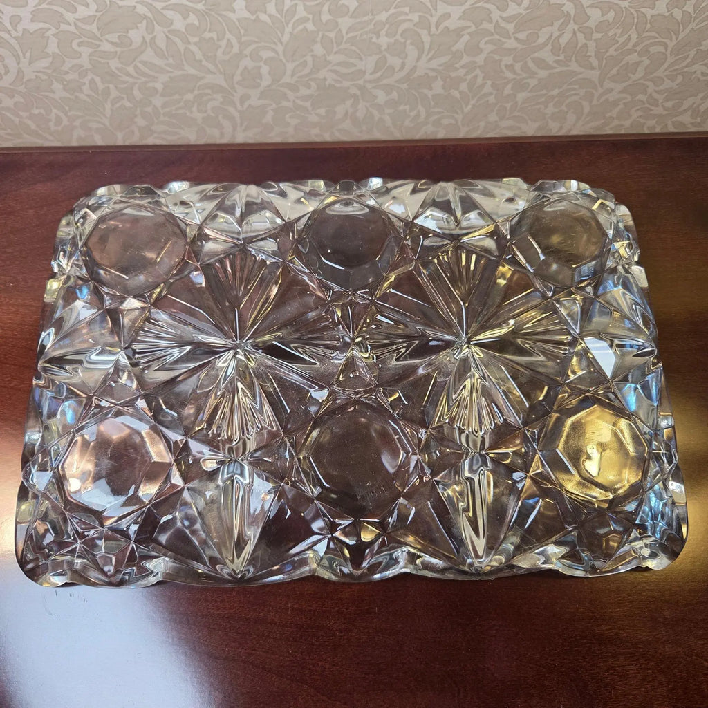 Vintage 1940s Tiffin-Franciscan Williamsburg Pressed Glass 4-Part Relish Tray