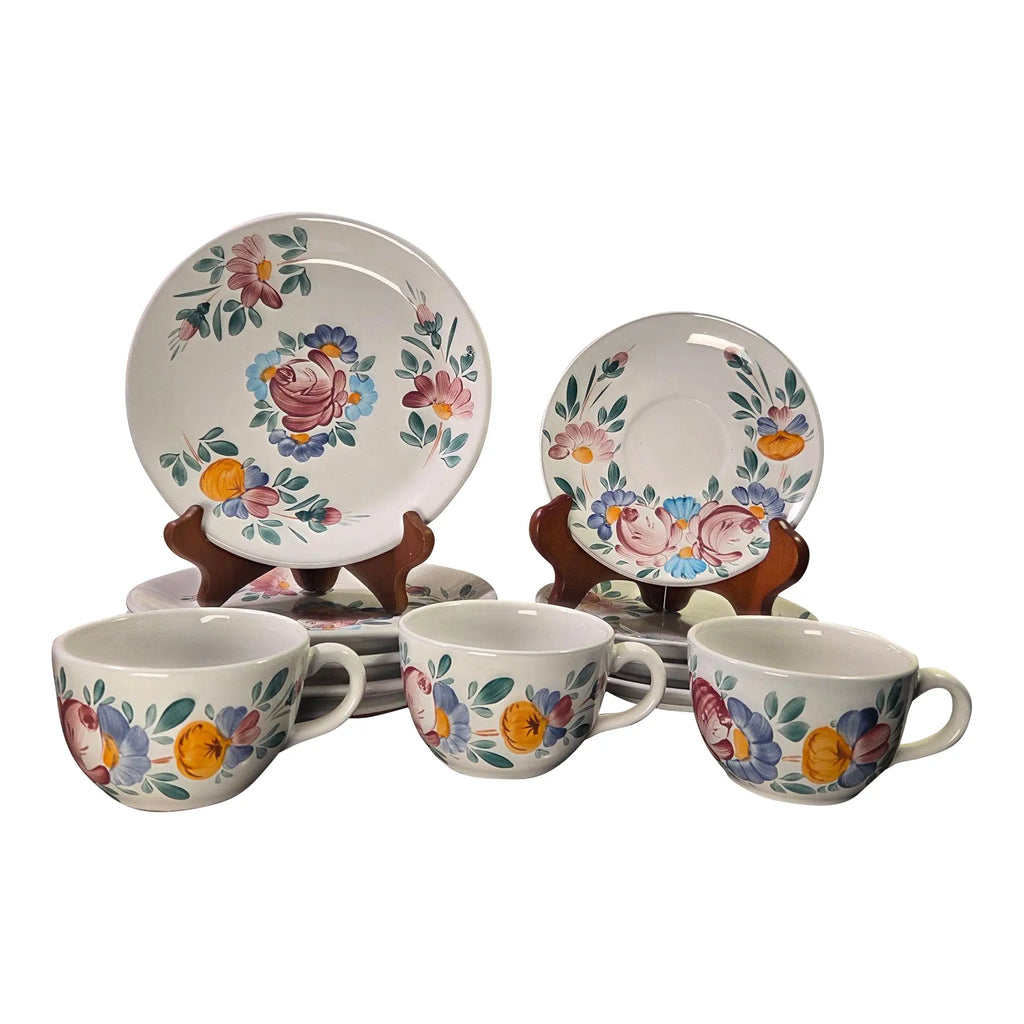 Vintage Varoslodi Majolica Hungary Hand-Painted Folk Art Set - 11 Piece