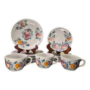 Vintage Varoslodi Majolica Hungary Hand-Painted Folk Art Set - 11 Piece