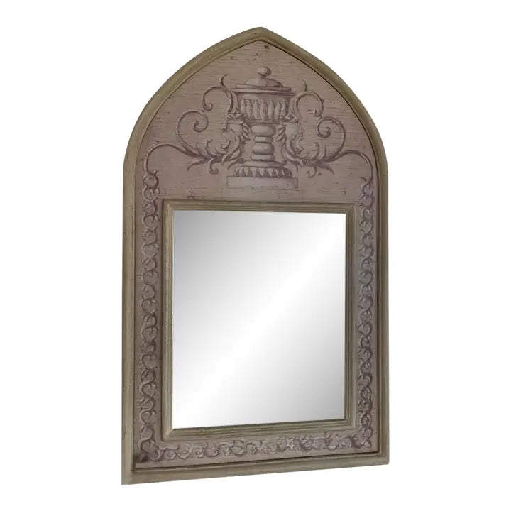 Large 1990s Bombay Company Neoclassical Urn Trumeau Mirror Hand Painted Gold Leaf