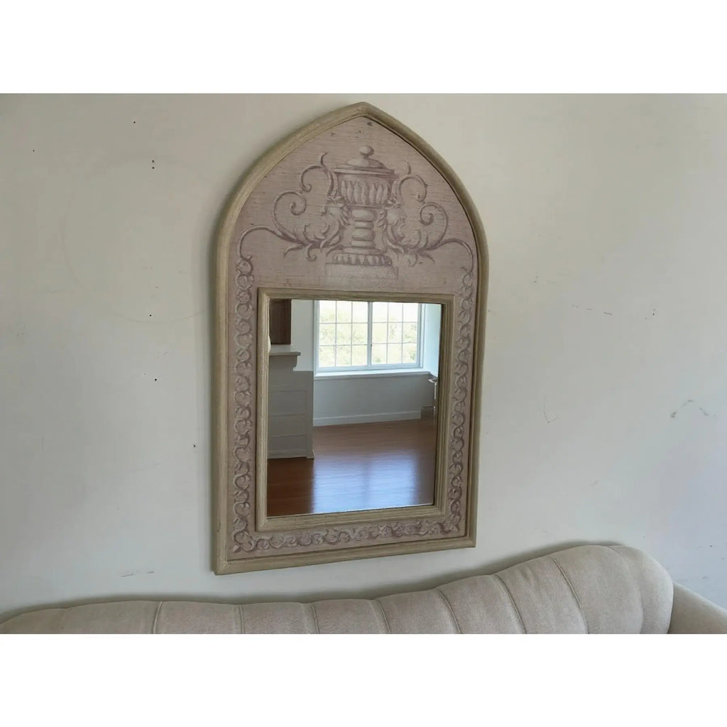 Large 1990s Bombay Company Neoclassical Urn Trumeau Mirror Hand Painted Gold Leaf