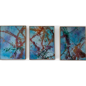 Mid-Century Abstract Triptych by Lenore Jaffe Original Action Painting