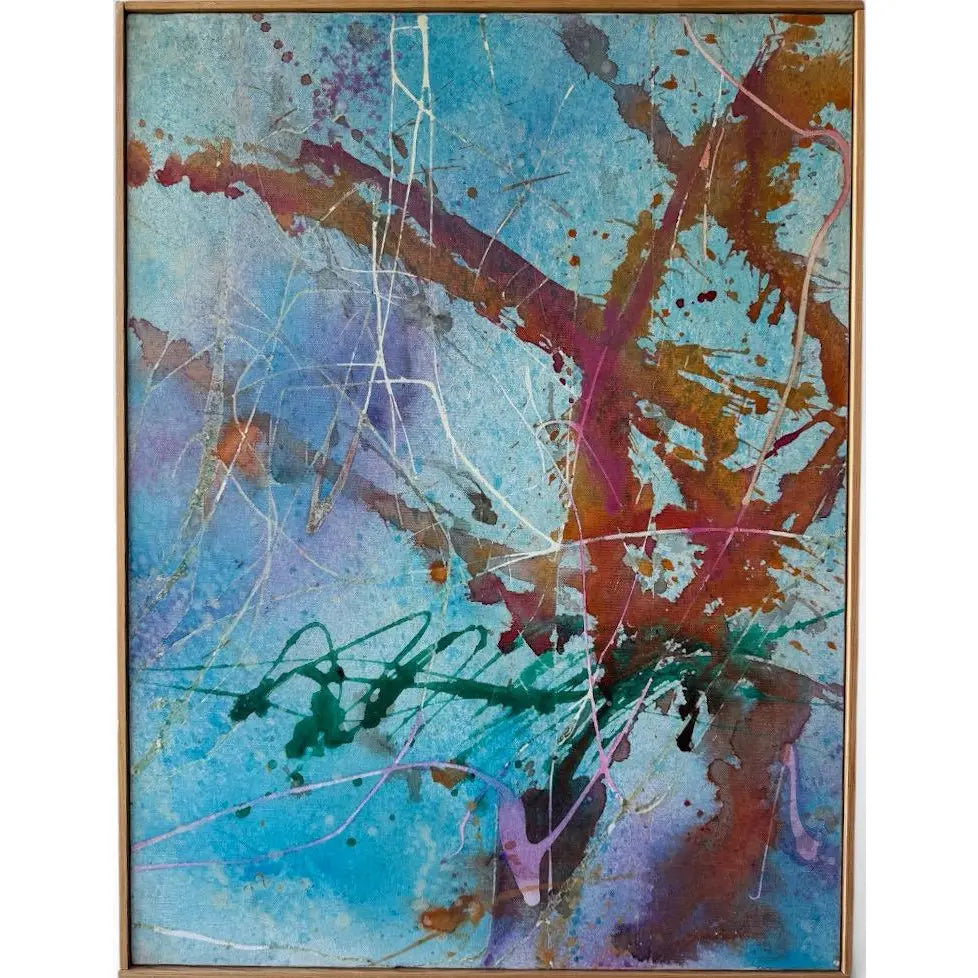 Mid-Century Abstract Triptych by Lenore Jaffe Original Action Painting