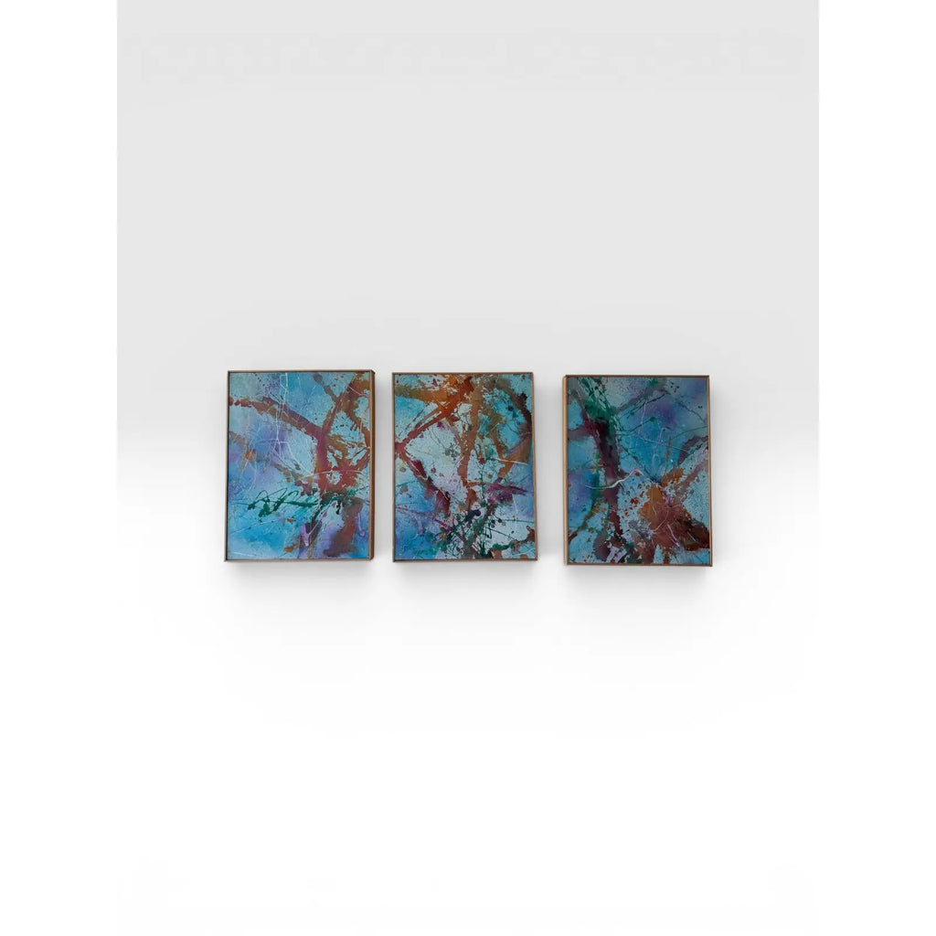 Mid-Century Abstract Triptych by Lenore Jaffe Original Action Painting