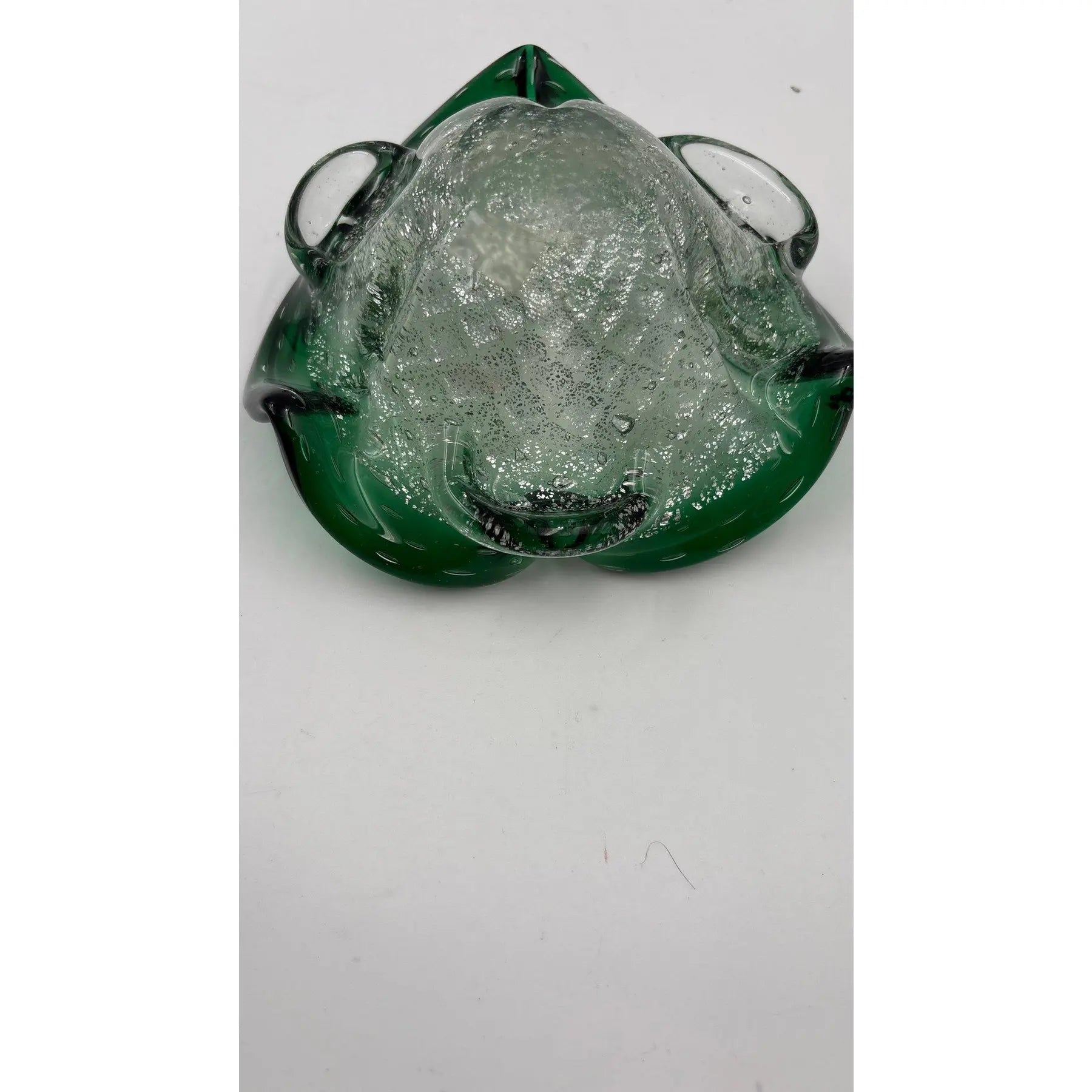 Mid-Century Murano Emerald & Gold Aventurine Bullicante Glass Bowl