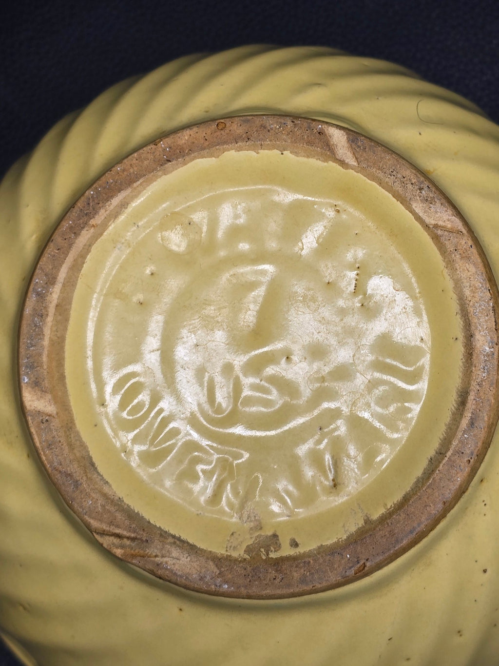 Vintage American Yellow Ware Mixing Bowl Swirl Pattern Oven Ware