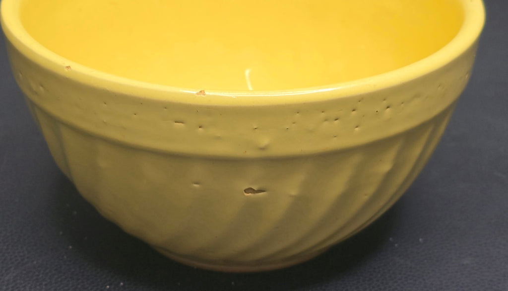 Vintage American Yellow Ware Mixing Bowl Swirl Pattern Oven Ware
