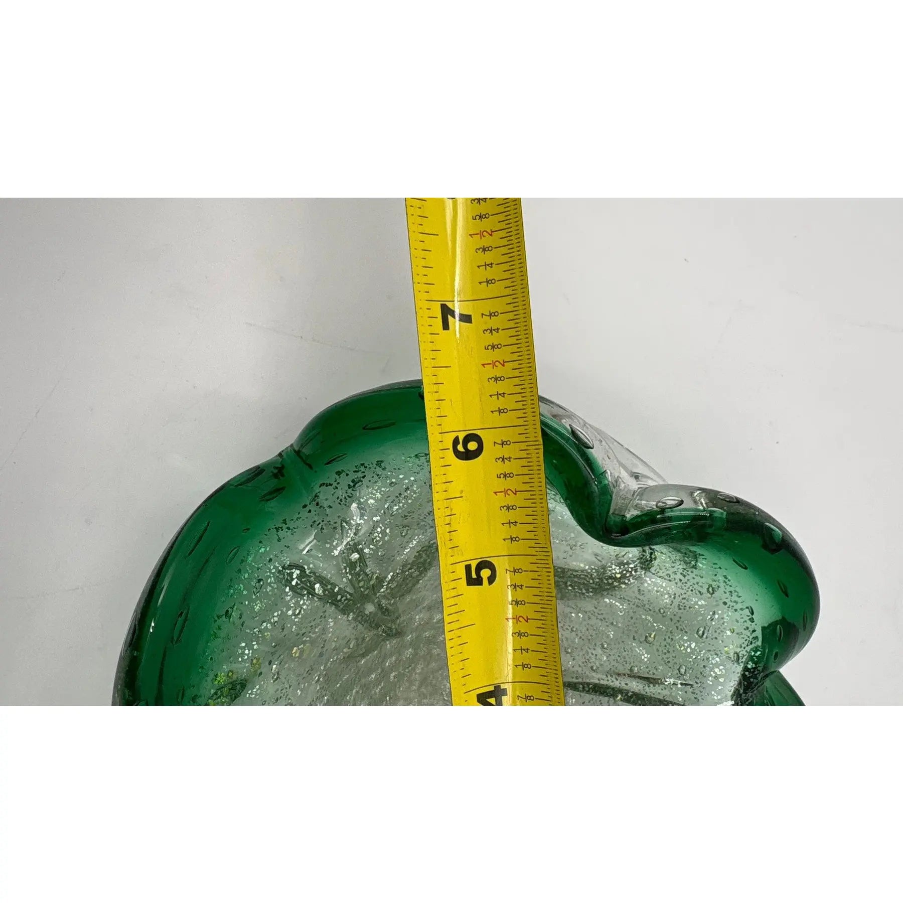 Mid-Century Murano Emerald & Gold Aventurine Bullicante Glass Bowl