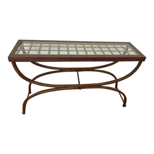 Bombay Company Cricket Console Table 1990s Vintage Hollywood Regency Bronze and Glass