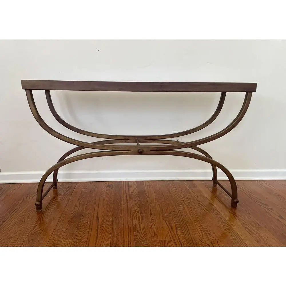 Bombay Company Cricket Console Table 1990s Vintage Hollywood Regency Bronze and Glass