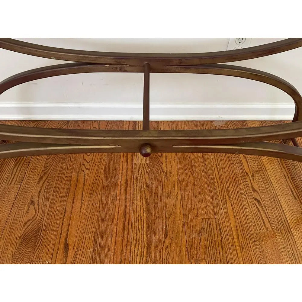 Bombay Company Cricket Console Table 1990s Vintage Hollywood Regency Bronze and Glass