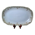 Antique Elite Works Limoges 16" Hostess Platter - Gilded Scrolls & Celadon Dot Border