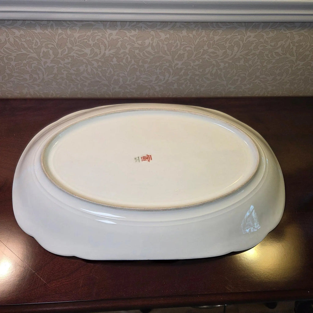Antique Elite Works Limoges 16" Hostess Platter - Gilded Scrolls & Celadon Dot Border