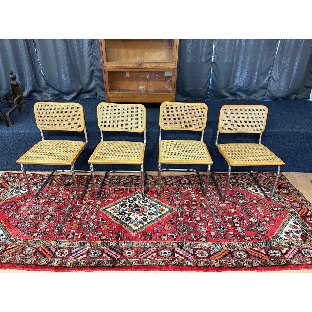 Authentic Mid-Century Italian Cesca Cantilever Chairs Attributed to Marcel Breuer