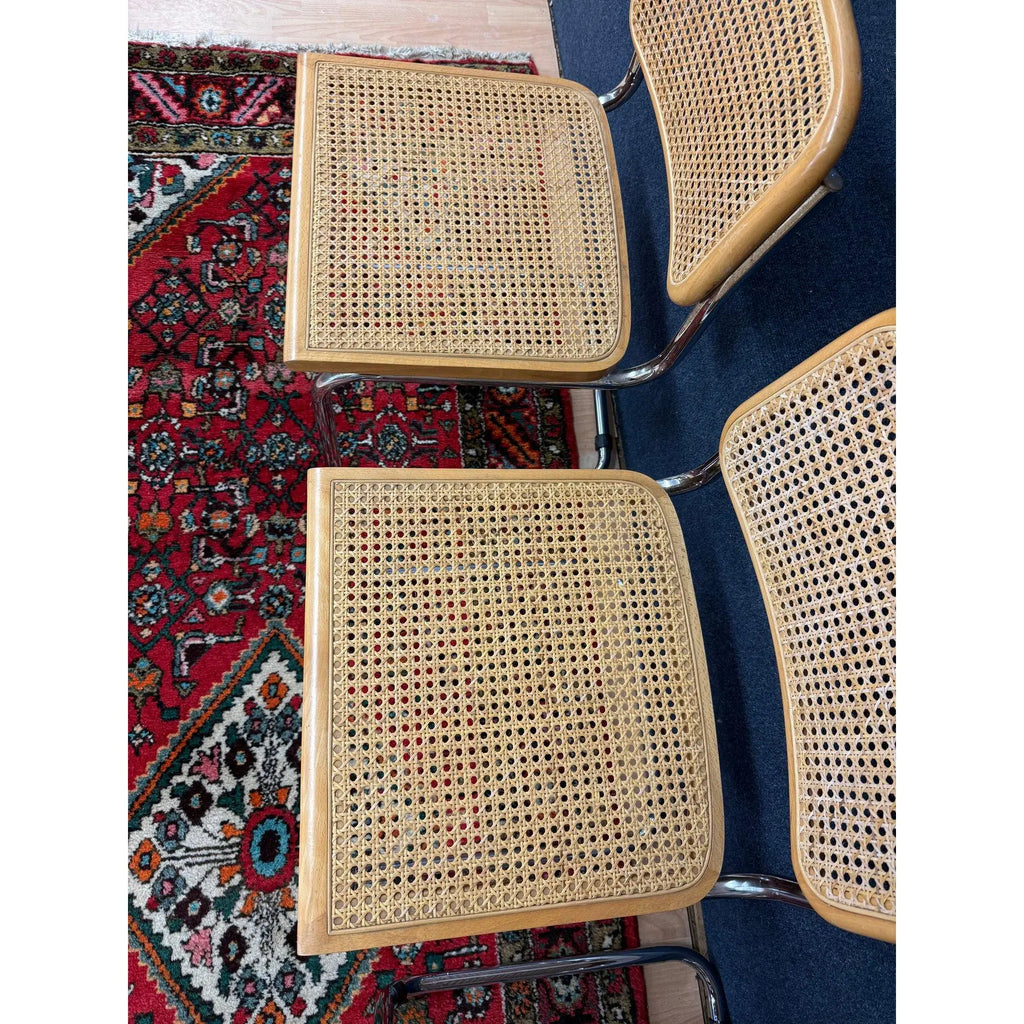 Authentic Mid-Century Italian Cesca Cantilever Chairs Attributed to Marcel Breuer