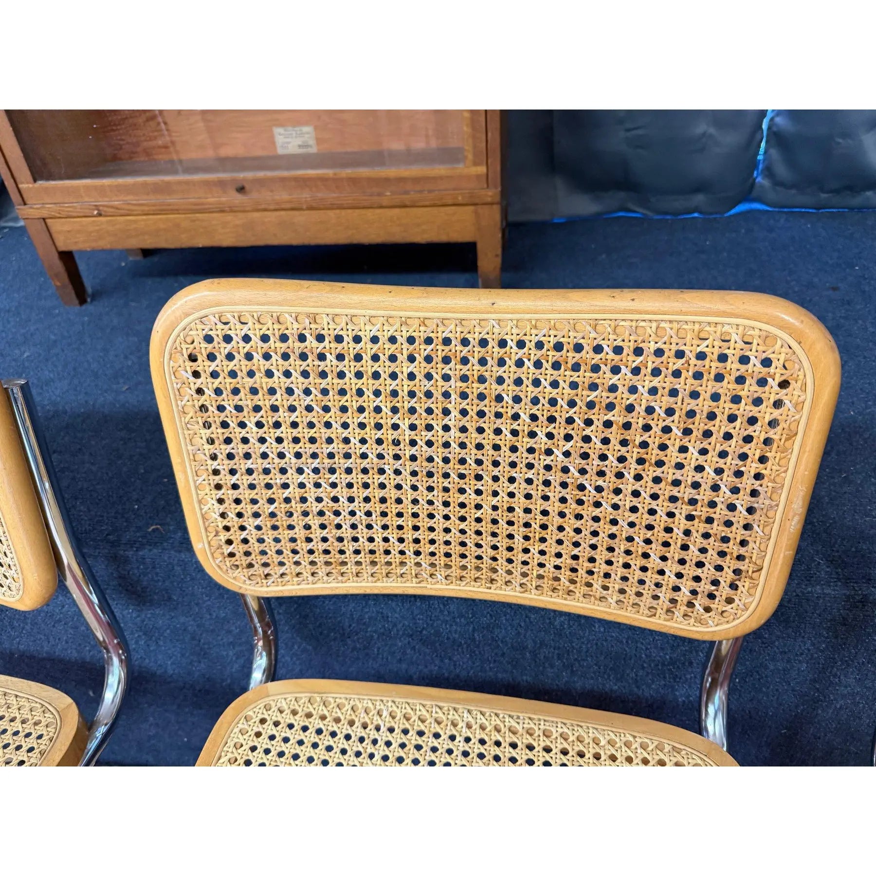 Authentic Mid-Century Italian Cesca Cantilever Chairs Attributed to Marcel Breuer
