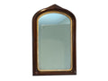 Antique Victorian Gothic Revival Arched Wall Mirror With Wood Rosette Detail