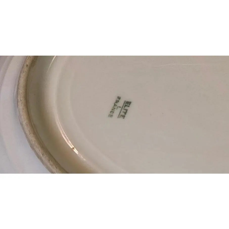Antique Elite Works Limoges Large 13.5” Serving Platter - Celadon Dot & Gilded Scrolls