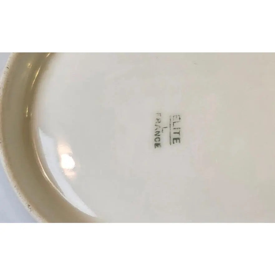 Antique Elite Works Limoges 8.5" Relish Dish - Gilded Scrolls & Celadon Dot Border