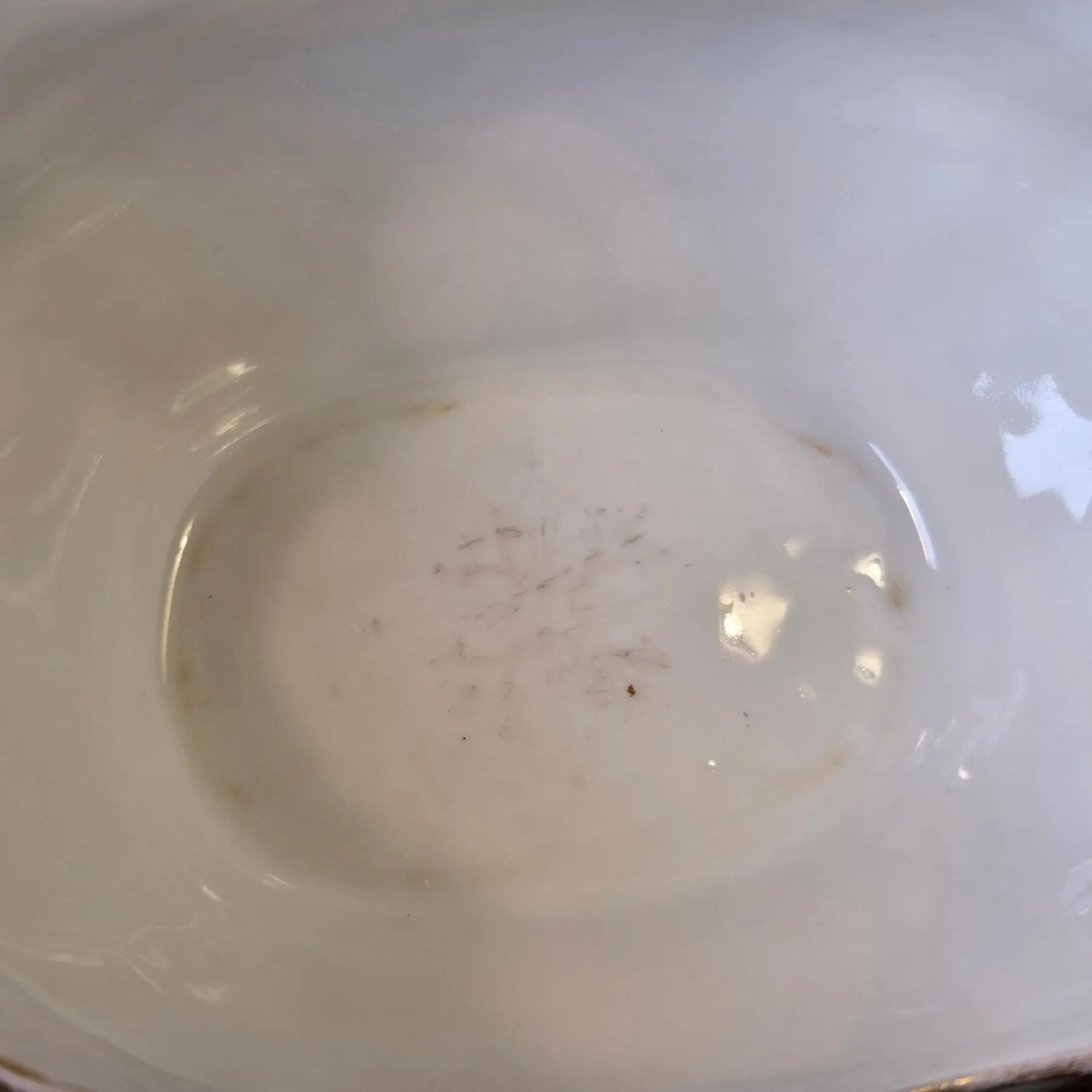 Antique Elite Works Limoges Two-Handled Gravy Boat - Celadon Dots and Gilded Scrolls
