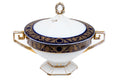 Antique M Z Austria Porcelain Lidded Tureen in Cobalt Blue and Gold Neoclassical Style