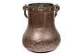 Antique Hand-Forged Copper Hearth Pot with Brass Rivet Detail