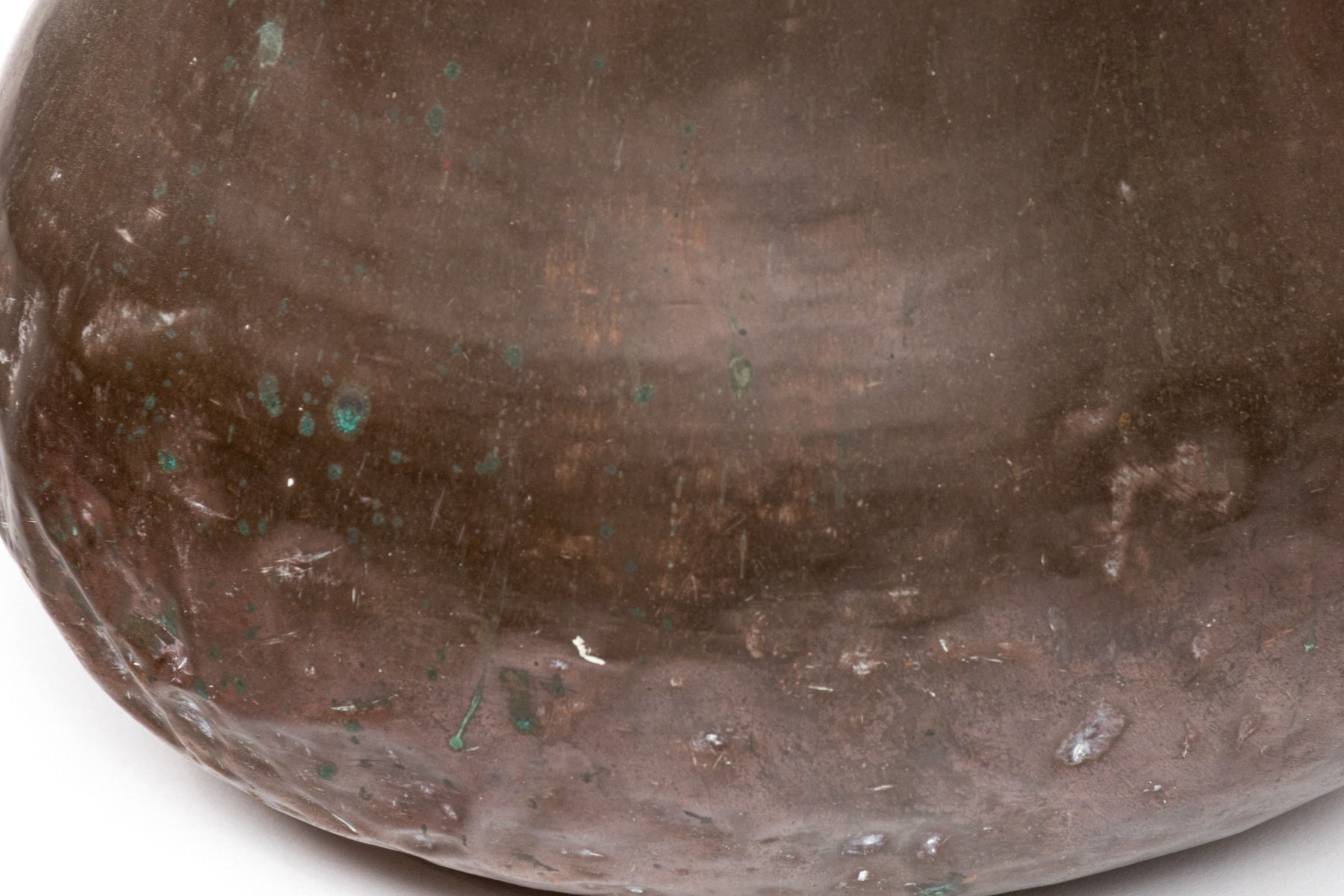 Antique Hand-Forged Copper Hearth Pot with Brass Rivet Detail