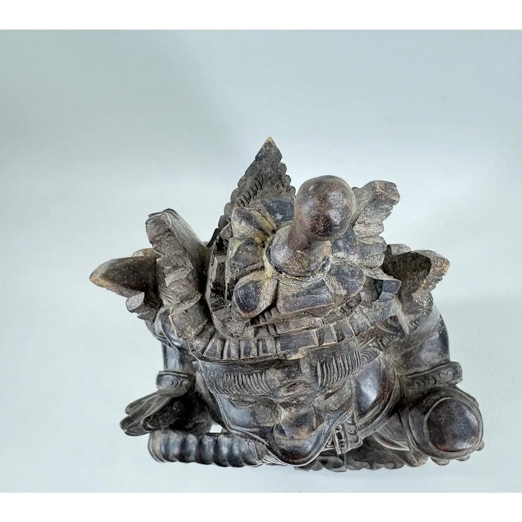 Detailed 12" Vintage Balinese Hand-Carved Ganesha Wood Sculpture