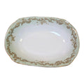 Antique Elite Works Limoges 10" Oval Serving Bowl - Gilded Scrolls & Celadon Dot Border