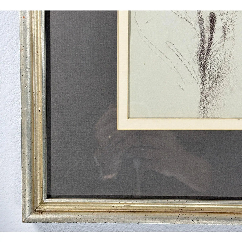Woodi Ishmael Signed 1971 Charcoal and Pastel Portrait of a Woman