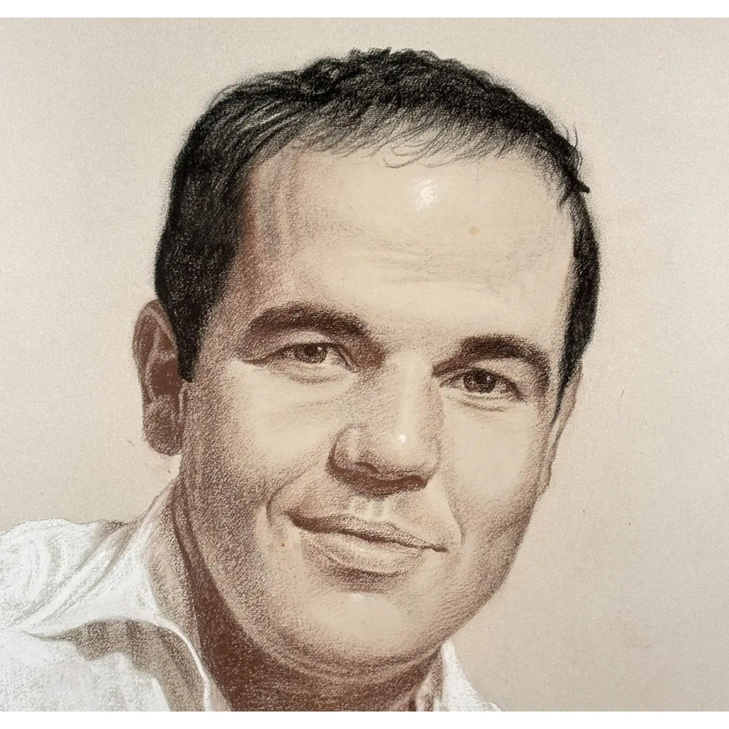 Vintage 1971 Woodi Ishmael Signed Original Pastel Portrait Of A Man